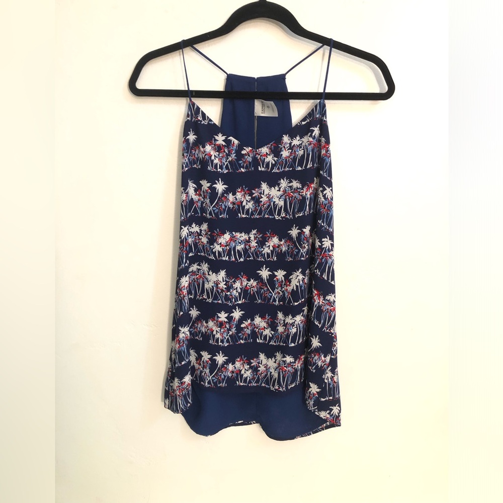 Express Barcelona Cami M Red White Blue Trees Key Hole In Back